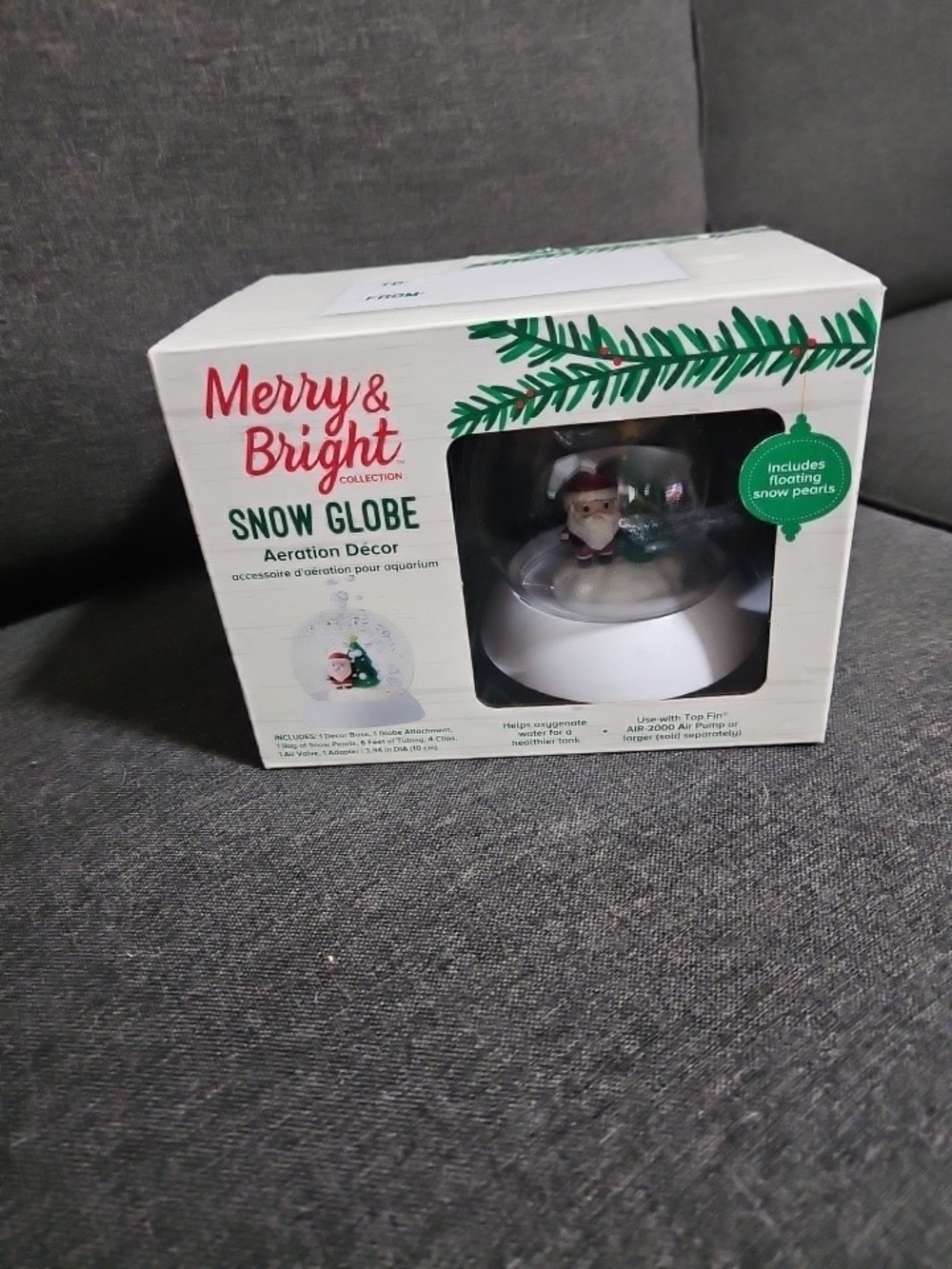 New In Box Merry & Bright Snow Globe Christmas Aeration decor